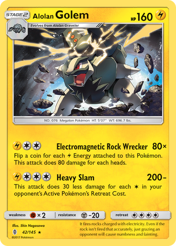 Alolan Golem (42/145) [Sun & Moon: Guardians Rising] - Destination Retro
