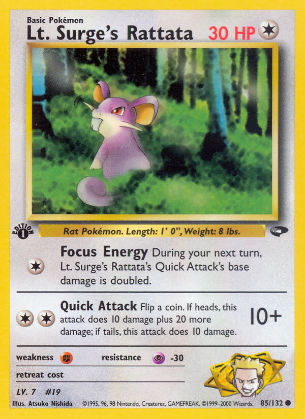 Lt. Surge's Rattata (85/132) [Gym Challenge 1st Edition] - Destination Retro
