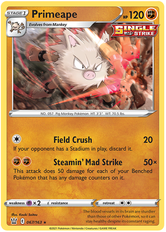Primeape (067/163) [Sword & Shield: Battle Styles] - Destination Retro