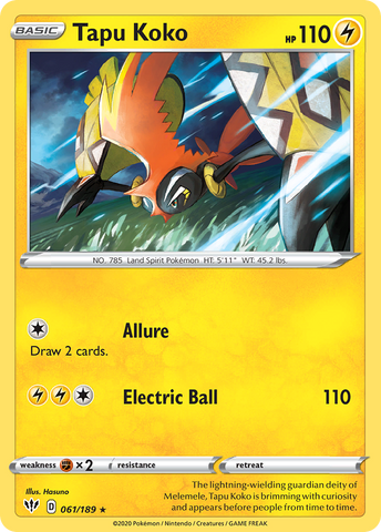 Tapu Koko (61/189) [Sword & Shield: Darkness Ablaze] - Destination Retro