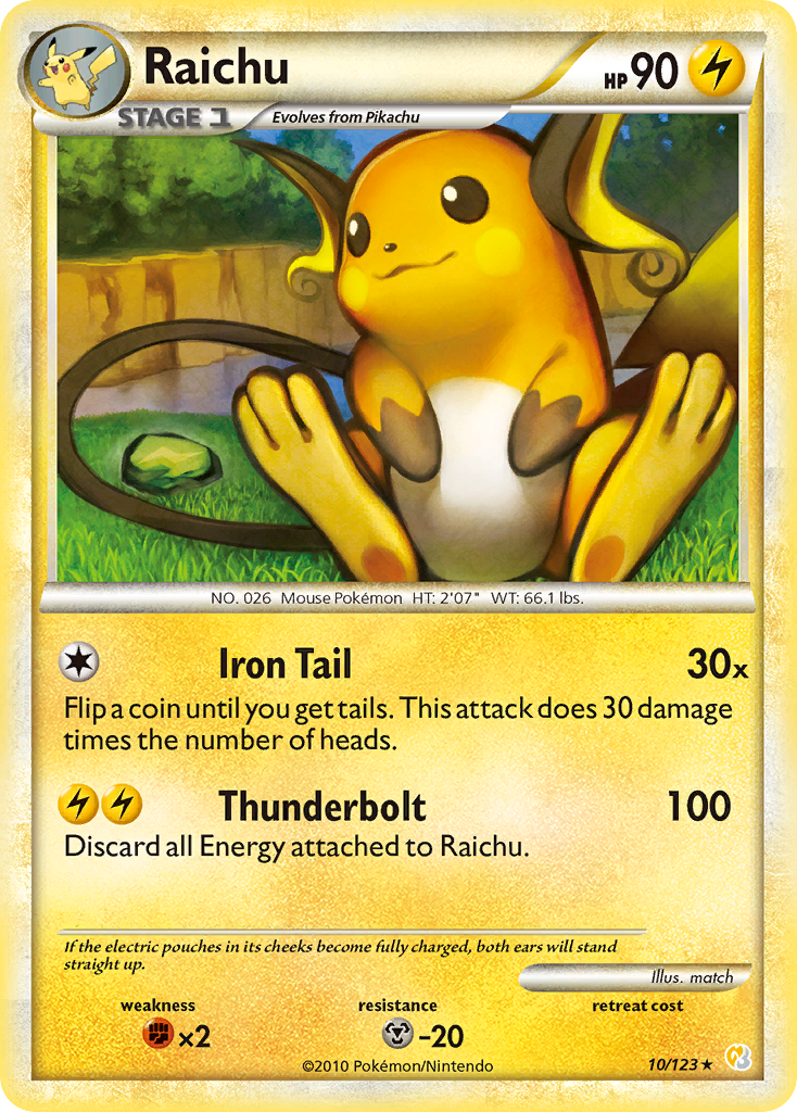 Raichu (10/123) [HeartGold & SoulSilver: Base Set] - Destination Retro