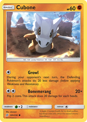 Cubone (105/236) [Sun & Moon: Unified Minds] - Destination Retro