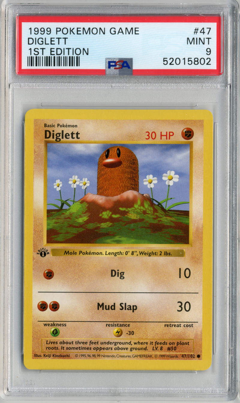 PSA - MINT 9 - DIGLETT - 1ST EDITION - BASE SET - Destination Retro