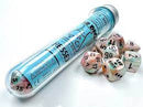 SUPPLIES - DICE - CHX 30056 - LUSTROUS SEA SHELL/BLACK LUMINARY EFFECT LAB DICE - Destination Retro