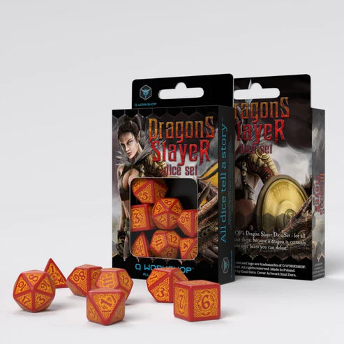 SUPPLIES - DICE - DRAGONS SLAYER DICE SET: ORANGE/RED - Destination Retro