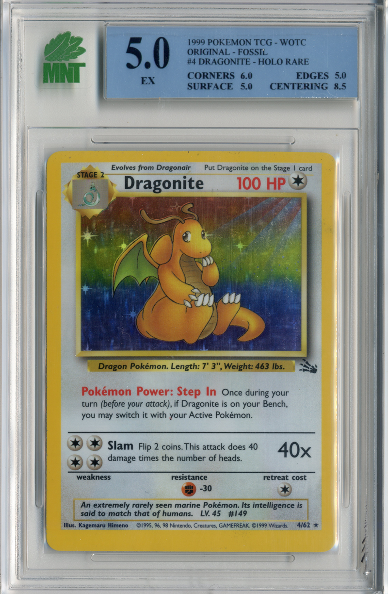 MNT - 5.0 - Dragonite - Holo Rare - Fossil - Destination Retro