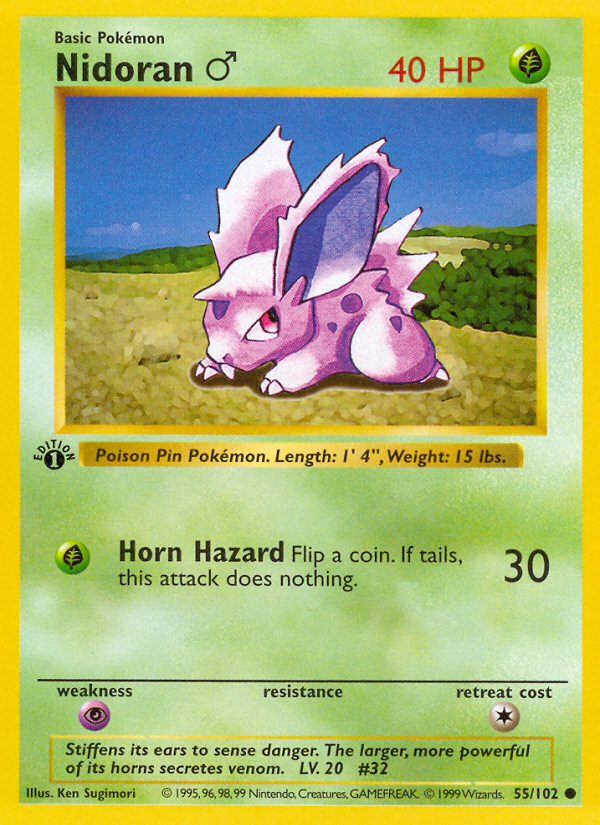 Nidoran (55/102) (Male) [Base Set 1st Edition] - Destination Retro