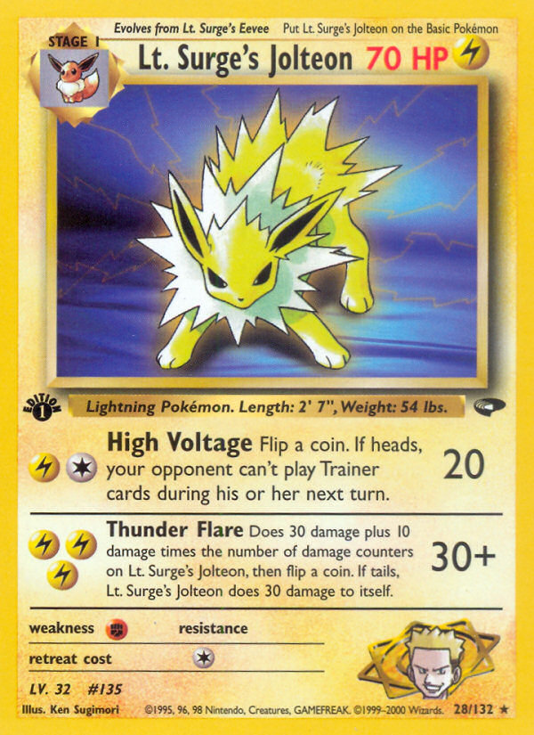 Lt. Surge's Jolteon (28/132) [Gym Challenge 1st Edition] - Destination Retro