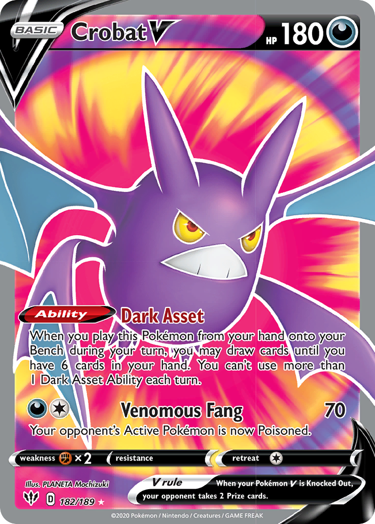 Crobat V (182/189) [Sword & Shield: Darkness Ablaze] - Destination Retro