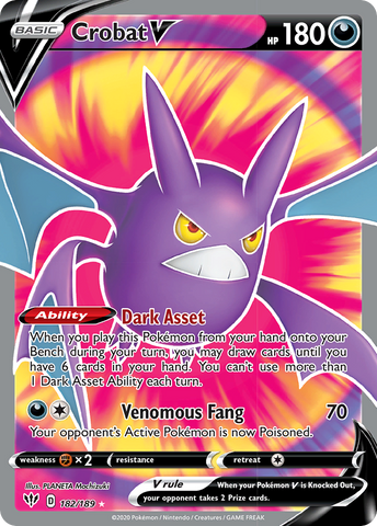 Crobat V (182/189) [Sword & Shield: Darkness Ablaze] - Destination Retro