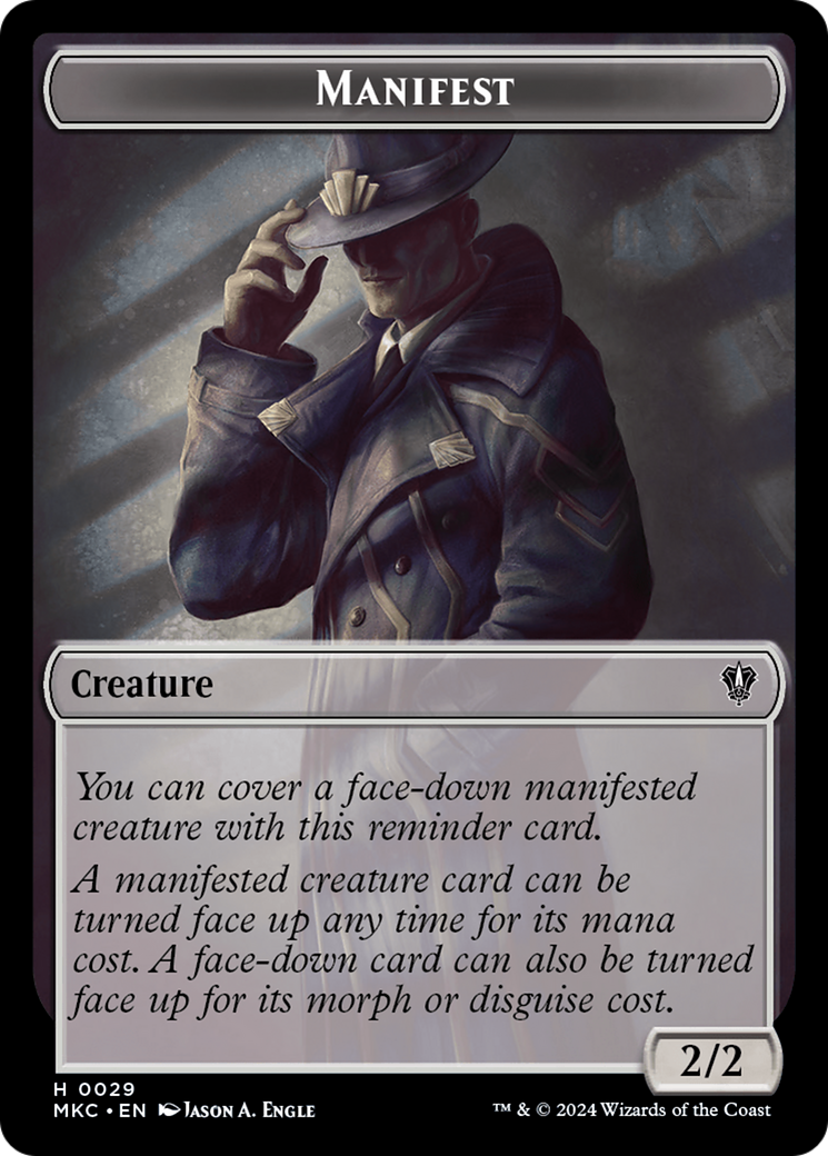 Saproling // Manifest Double-Sided Token [Murders at Karlov Manor Commander Tokens] - Destination Retro