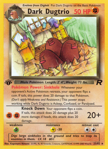 Dark Dugtrio (23/82) [Team Rocket 1st Edition] - Destination Retro