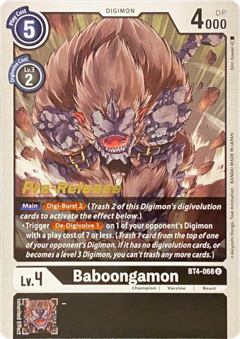 Baboongamon [BT4-068] [Great Legend Pre-Release Promos] - Destination Retro