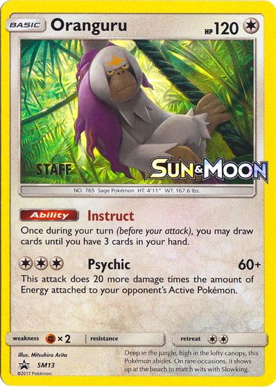 Oranguru (SM13) (Staff Prerelease Promo) [Sun & Moon: Black Star Promos] - Destination Retro