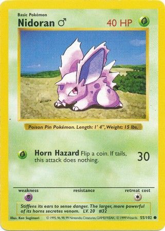 Nidoran (55/102) (Male) [Base Set Shadowless Unlimited] - Destination Retro