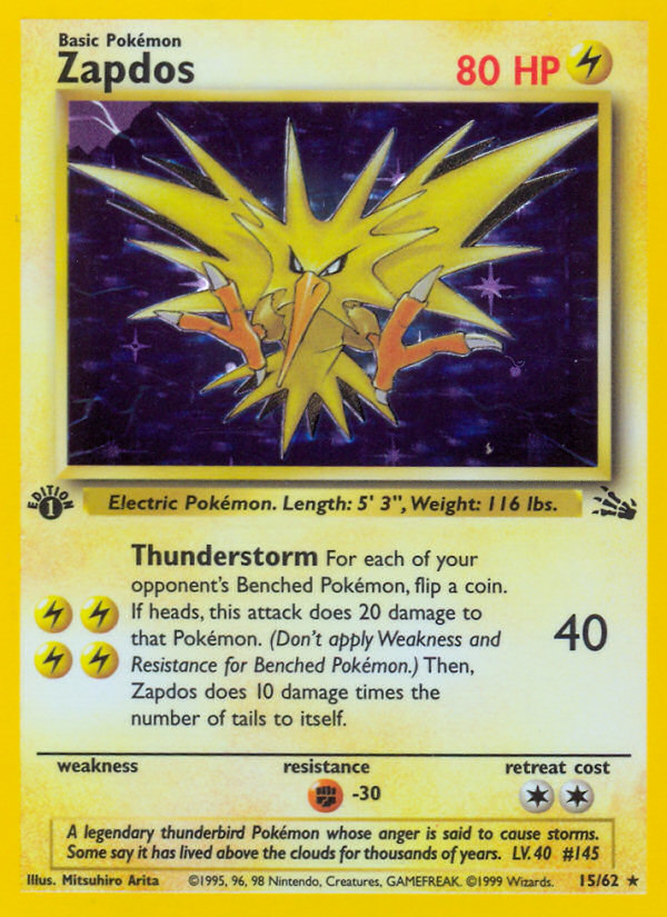 Zapdos (15/62) [Fossil 1st Edition] - Destination Retro