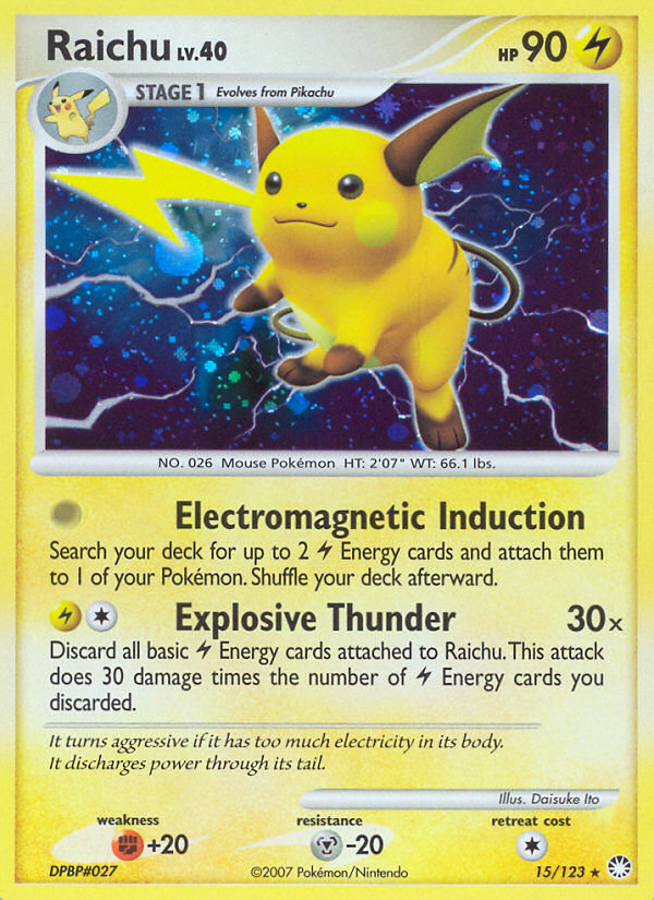 Raichu (15/123) [Diamond & Pearl: Mysterious Treasures] - Destination Retro