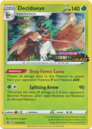 Decidueye (Staff Prerelease Promo) (SWSH035) [Sword & Shield: Black Star Promos] - Destination Retro