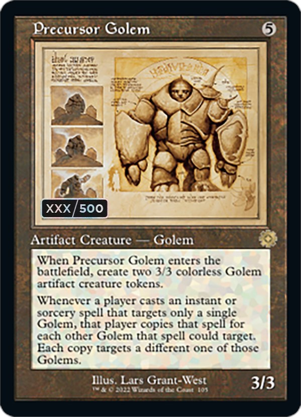 Precursor Golem (Retro Schematic) (Serial Numbered) [The Brothers' War Retro Artifacts] - Destination Retro