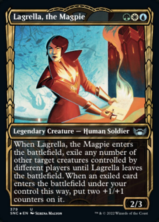 Lagrella, the Magpie (Showcase Golden Age Gilded Foil) [Streets of New Capenna] - Destination Retro