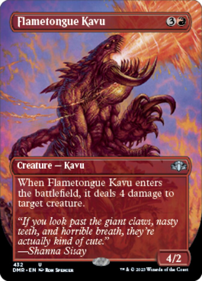Flametongue Kavu (Borderless Alternate Art) [Dominaria Remastered] - Destination Retro