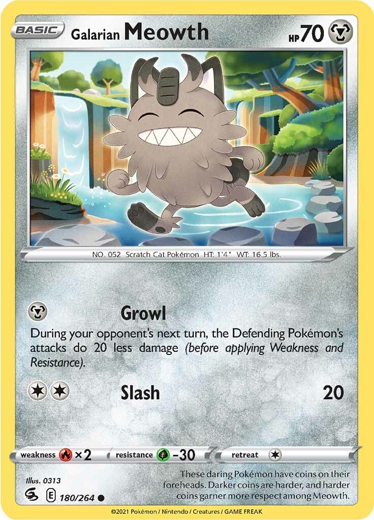 Galarian Meowth (180/264) [Sword & Shield: Fusion Strike] - Destination Retro