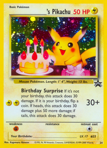 _____'s Pikachu (24) (Birthday Pikachu) [Wizards of the Coast: Black Star Promos] - Destination Retro
