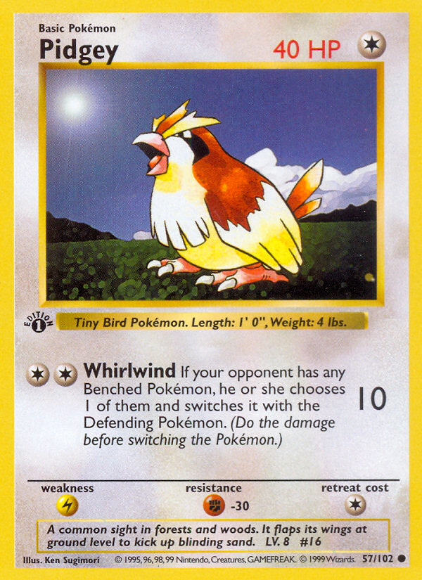 Pidgey (57/102) [Base Set 1st Edition] - Destination Retro
