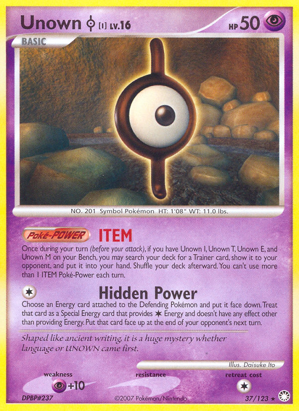 Unown I (37/123) [Diamond & Pearl: Mysterious Treasures] - Destination Retro