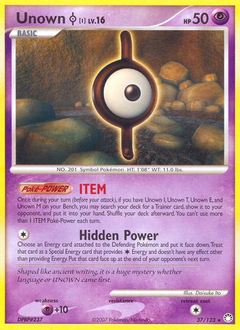 Unown I (37/123) [Diamond & Pearl: Mysterious Treasures] - Destination Retro