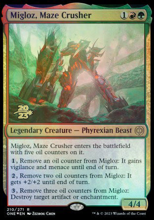 Migloz, Maze Crusher [Phyrexia: All Will Be One Prerelease Promos] - Destination Retro