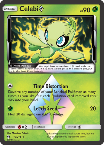 Celebi (19/214) (Prism Star) [Sun & Moon: Lost Thunder] - Destination Retro