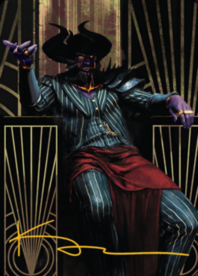 Ob Nixilis, the Adversary 2 Art Card (Gold-Stamped Signature) [Streets of New Capenna Art Series] - Destination Retro