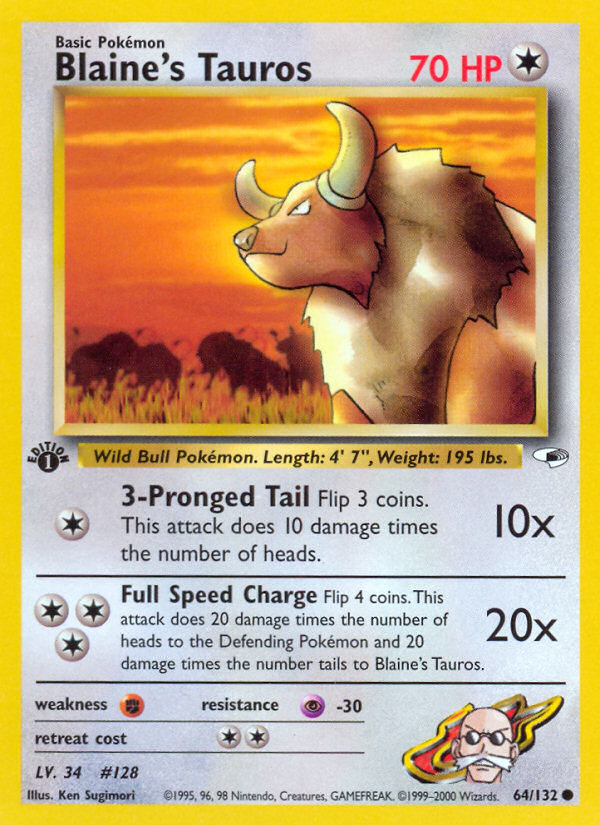 Blaine's Tauros (64/132) [Gym Heroes 1st Edition] - Destination Retro
