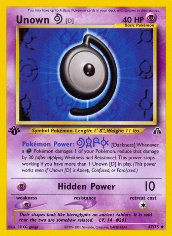 Unown [D] (47/75) [Neo Discovery 1st Edition] - Destination Retro