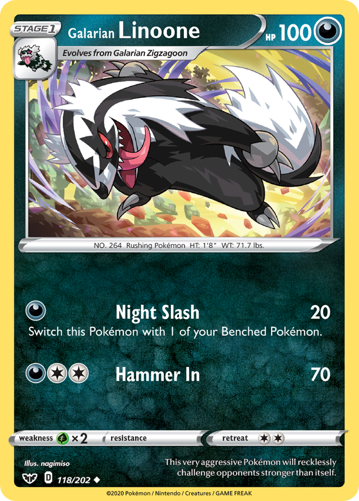 Galarian Linoone (118/202) [Sword & Shield: Base Set] - Destination Retro