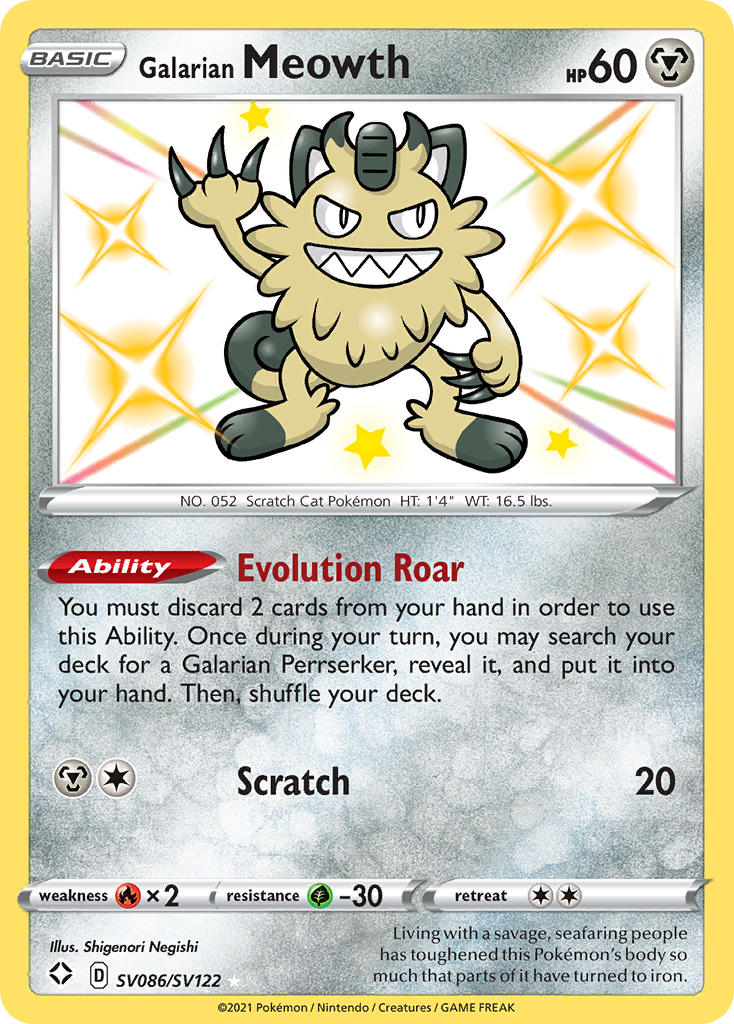Galarian Meowth (SV086/SV122) [Sword & Shield: Shining Fates] - Destination Retro