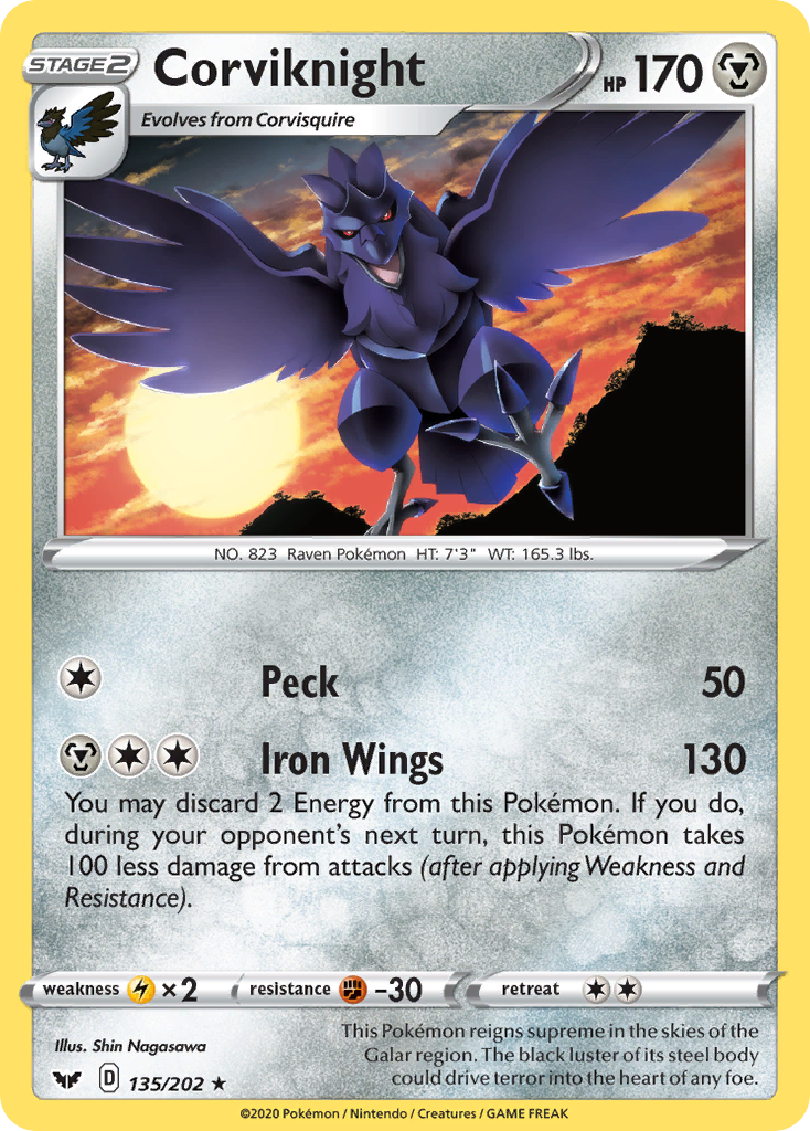 Corviknight (135/202) [Sword & Shield: Base Set] - Destination Retro
