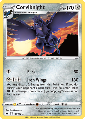 Corviknight (135/202) [Sword & Shield: Base Set] - Destination Retro