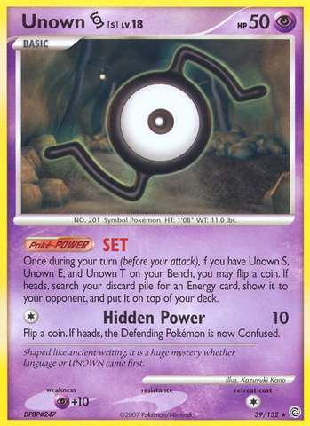 Unown S (39/132) [Diamond & Pearl: Secret Wonders] - Destination Retro