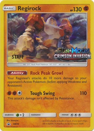 Regirock (SM74) (Staff Prerelease Promo) [Sun & Moon: Black Star Promos] - Destination Retro