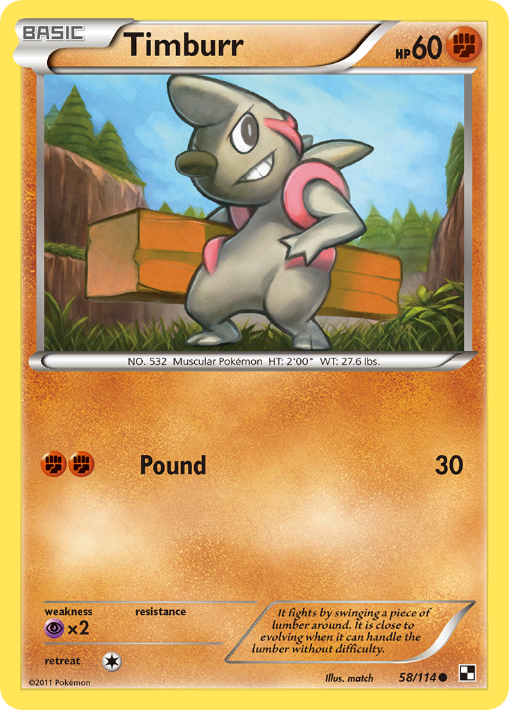 Timburr (58/114) [Black & White: Base Set] - Destination Retro