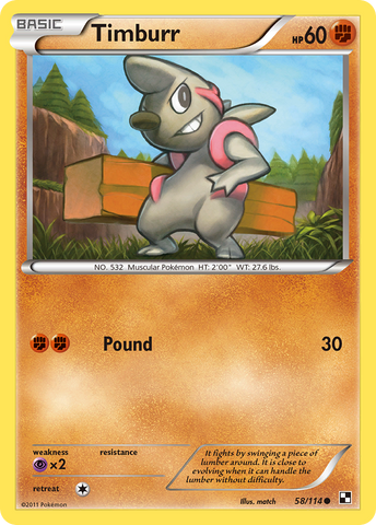 Timburr (58/114) [Black & White: Base Set] - Destination Retro