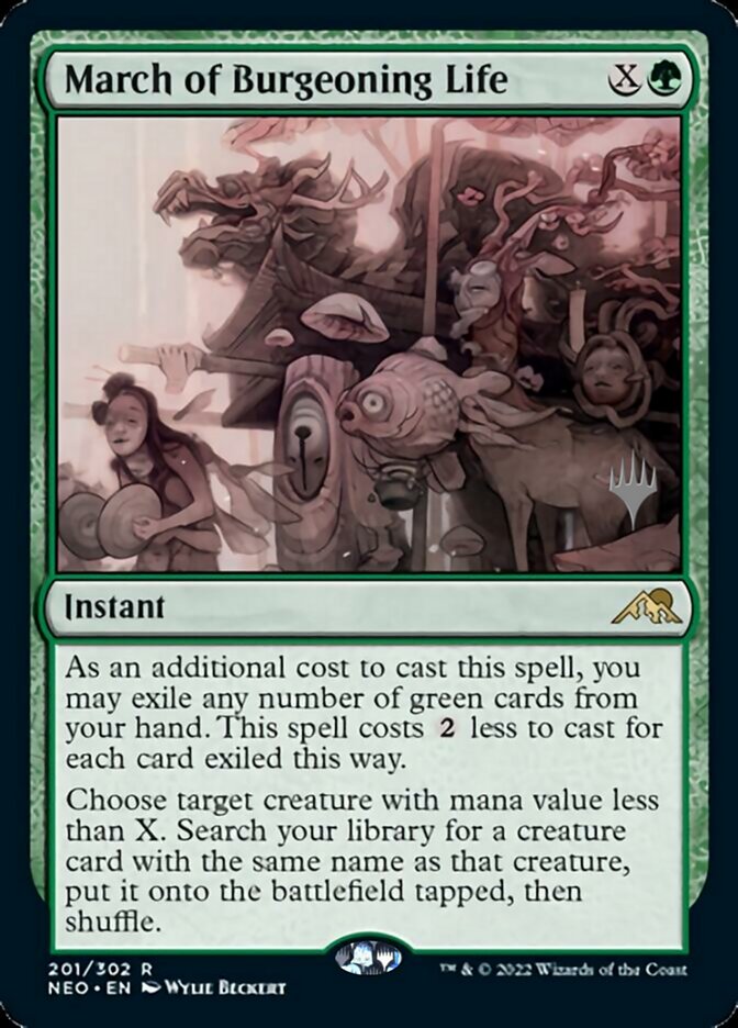 March of Burgeoning Life (Promo Pack) [Kamigawa: Neon Dynasty Promos] - Destination Retro