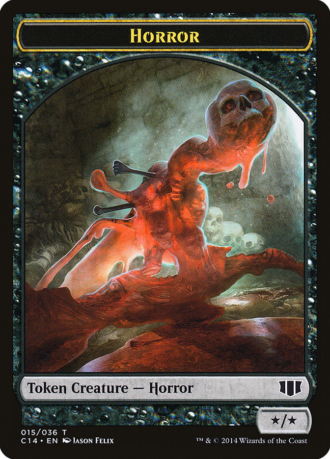 Horror // Zombie (016/036) Double-sided Token [Commander 2014 Tokens] - Destination Retro