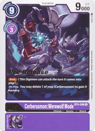 Cerberusmon: Werewolf Mode [BT4-086] [Great Legend Pre-Release Promos] - Destination Retro