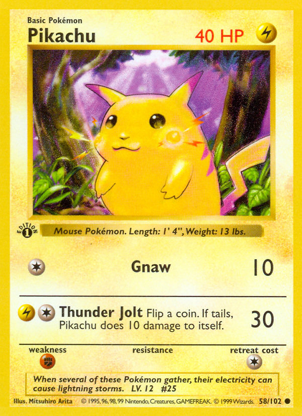 Pikachu (58/102) [Base Set 1st Edition] - Destination Retro