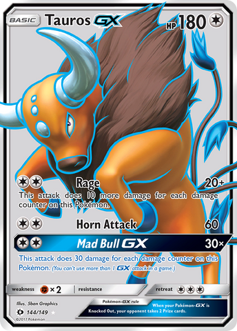 Tauros GX (144/149) [Sun & Moon: Base Set] - Destination Retro