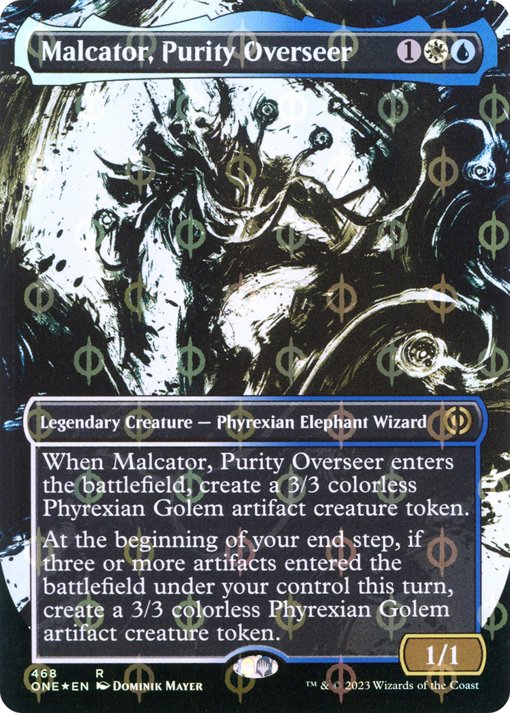 Malcator, Purity Overseer (Borderless Ichor Step-and-Compleat Foil) [Phyrexia: All Will Be One] - Destination Retro