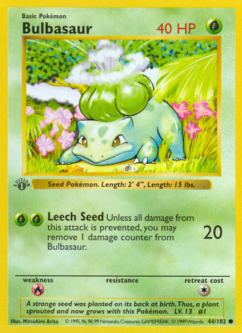 Bulbasaur (44/102) [Base Set 1st Edition] - Destination Retro